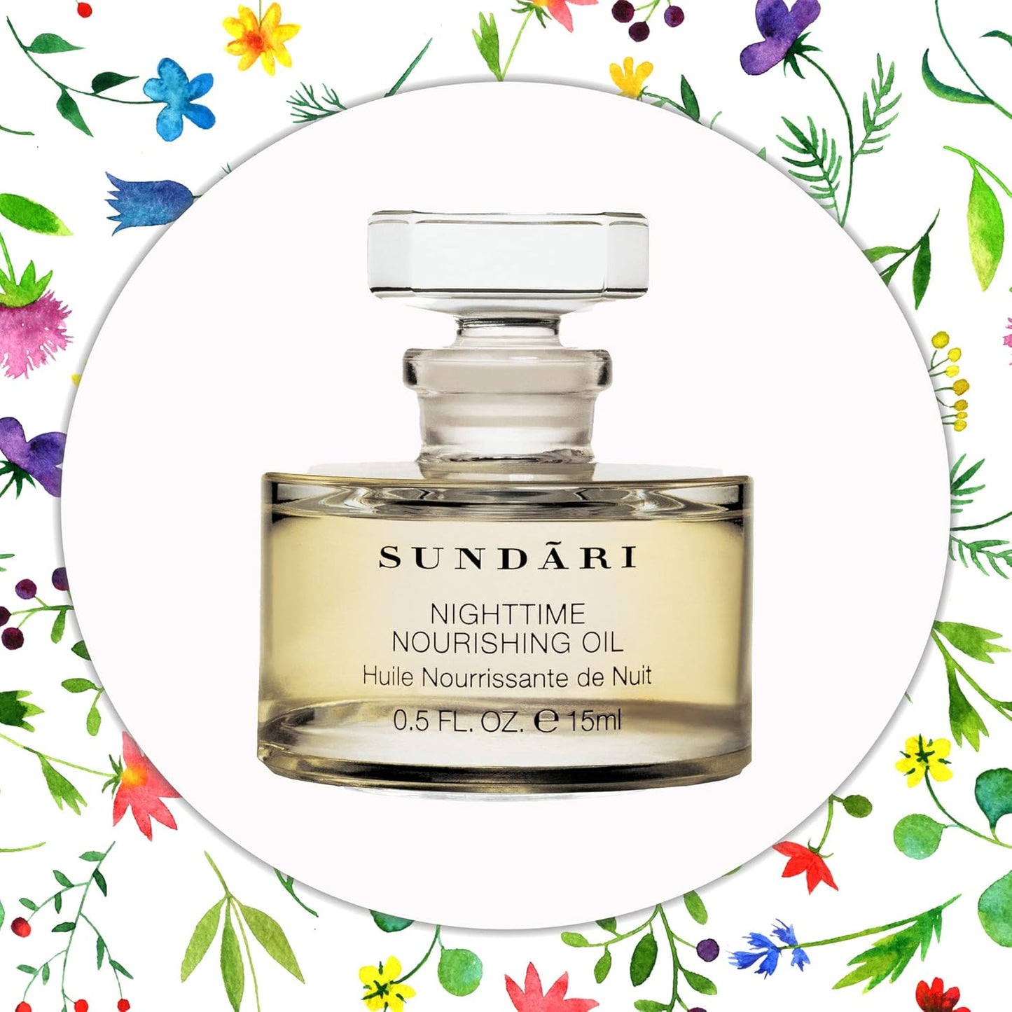SUNDARI Nighttime Nourishing Oil, 0.5 Fl Oz, Ayurvedic Face Oil, Deep Hydration, Reduces Fine Lines, Revitalizes Skin for a Youthful Glow