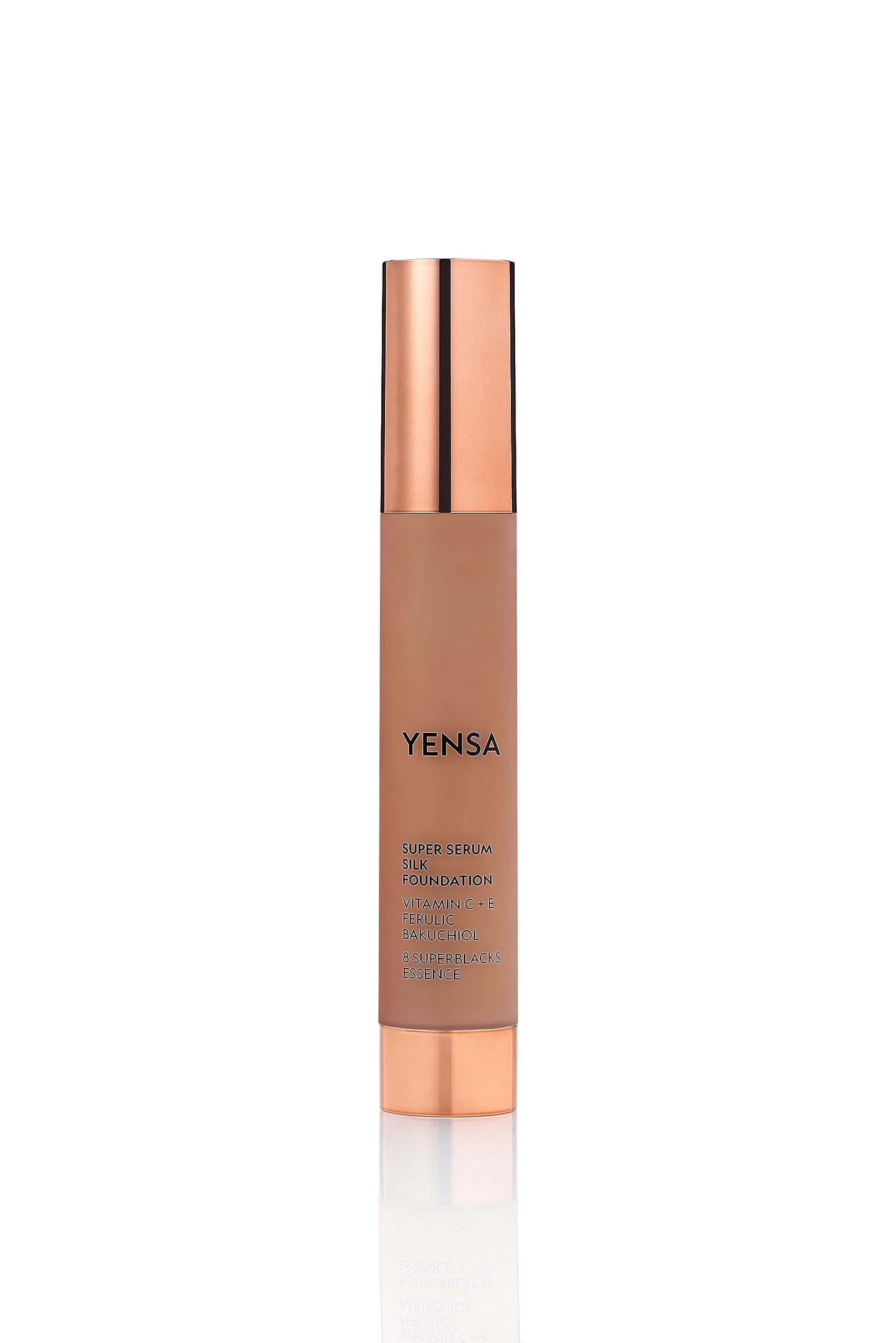 YENSA Serum Foundation Makeup - Super Silk Full Coverage Foundation Enriched with Peptides, Vitamin C & Ferulic Acid to Help Reduce Fine Lines, Wrinkles & Dark Circles - Deep 3 (1 oz)