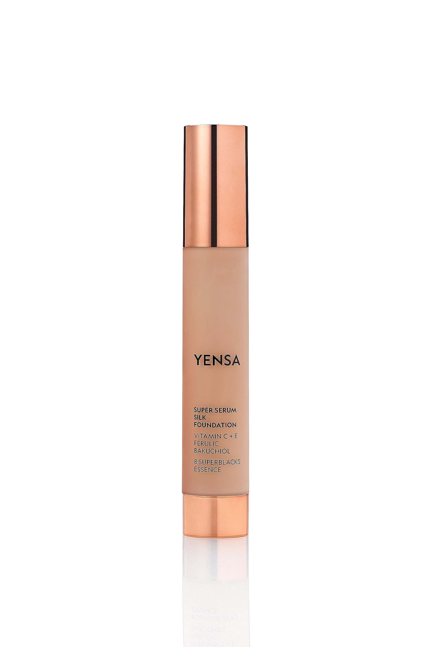YENSA Serum Foundation Makeup - Super Silk Full Coverage Foundation Enriched with Peptides, Vitamin C & Ferulic Acid to Help Reduce Fine Lines, Wrinkles & Dark Circles - Deep 3 (1 oz)