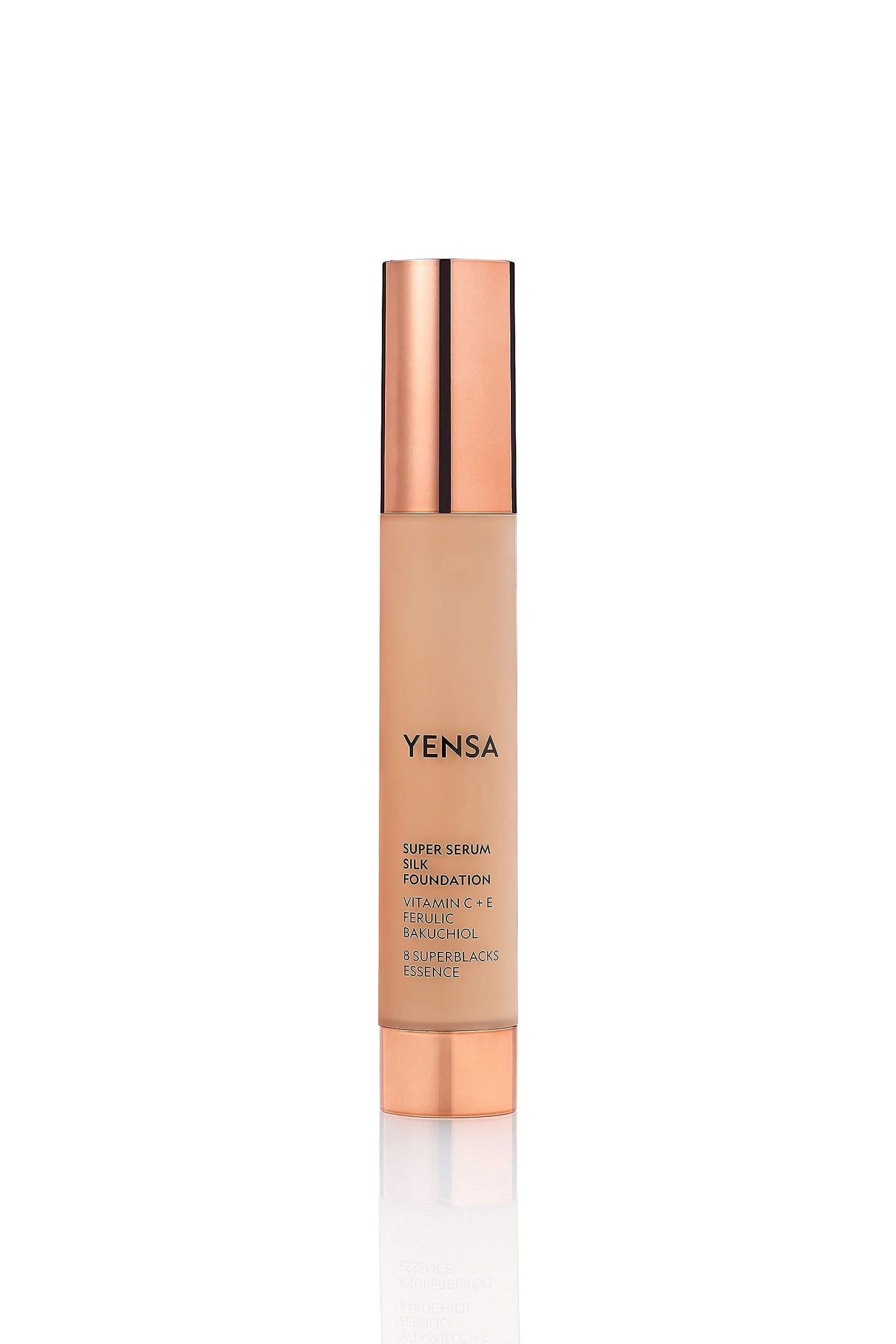 YENSA Serum Foundation Makeup - Super Silk Full Coverage Foundation Enriched with Peptides, Vitamin C & Ferulic Acid to Help Reduce Fine Lines, Wrinkles & Dark Circles - Deep 3 (1 oz)
