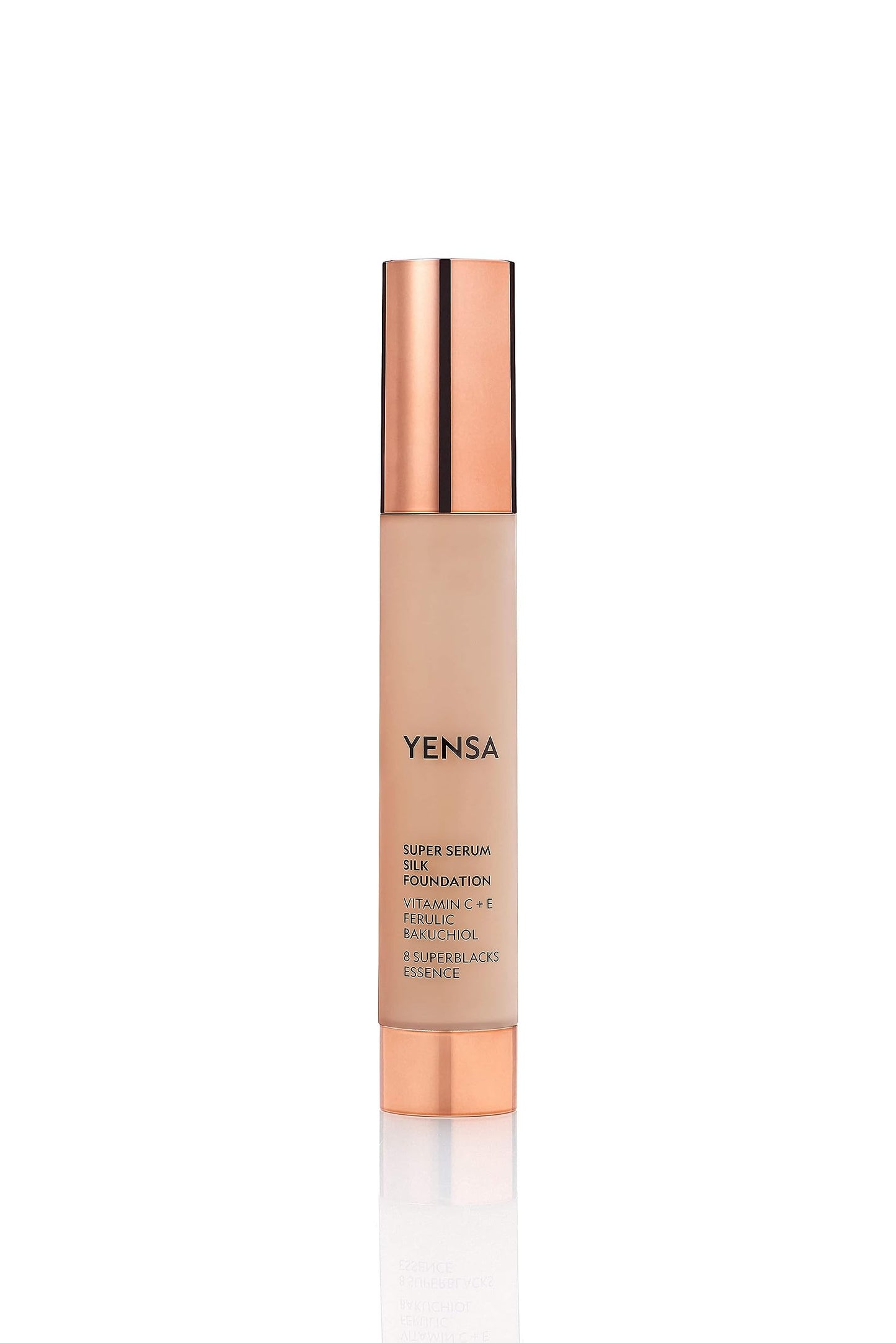 YENSA Serum Foundation Makeup - Super Silk Full Coverage Foundation Enriched with Peptides, Vitamin C & Ferulic Acid to Help Reduce Fine Lines, Wrinkles & Dark Circles - Deep 3 (1 oz)