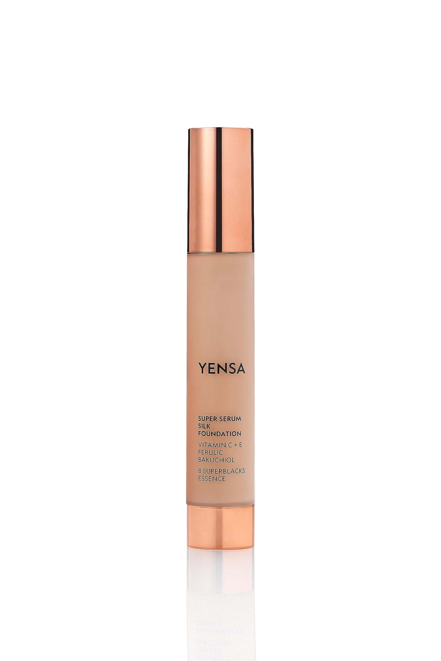 YENSA Serum Foundation Makeup - Super Silk Full Coverage Foundation Enriched with Peptides, Vitamin C & Ferulic Acid to Help Reduce Fine Lines, Wrinkles & Dark Circles - Deep 3 (1 oz)