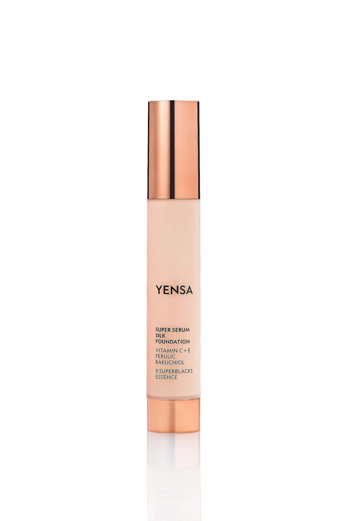 YENSA Serum Foundation Makeup - Super Silk Full Coverage Foundation Enriched with Peptides, Vitamin C & Ferulic Acid to Help Reduce Fine Lines, Wrinkles & Dark Circles - Deep 3 (1 oz)