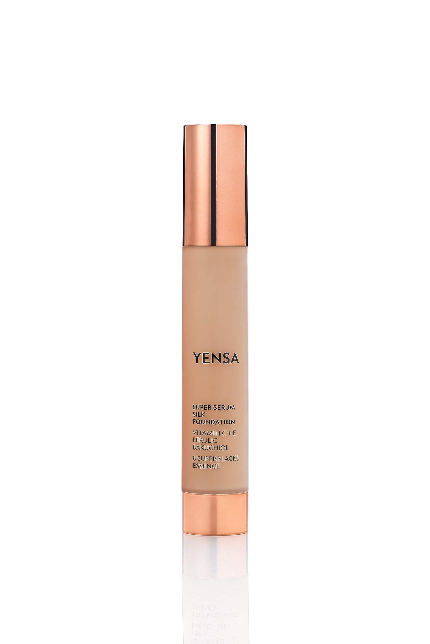 YENSA Serum Foundation Makeup - Super Silk Full Coverage Foundation Enriched with Peptides, Vitamin C & Ferulic Acid to Help Reduce Fine Lines, Wrinkles & Dark Circles - Deep 3 (1 oz)