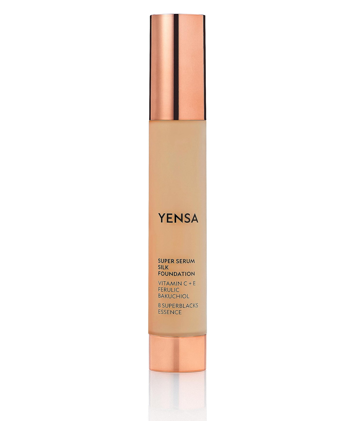 YENSA Serum Foundation Makeup - Super Silk Full Coverage Foundation Enriched with Peptides, Vitamin C & Ferulic Acid to Help Reduce Fine Lines, Wrinkles & Dark Circles - Deep 3 (1 oz)