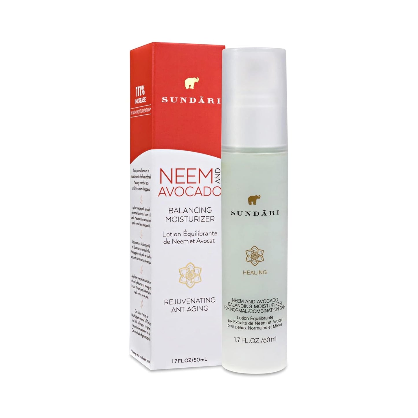 SUNDARI Neem and Avocado Balancing Moisturizer – 1.7 Fl Oz, Hydrating Face Cream with Neem, Smoother Texture, Healthier Skin, All Natural Botanicals
