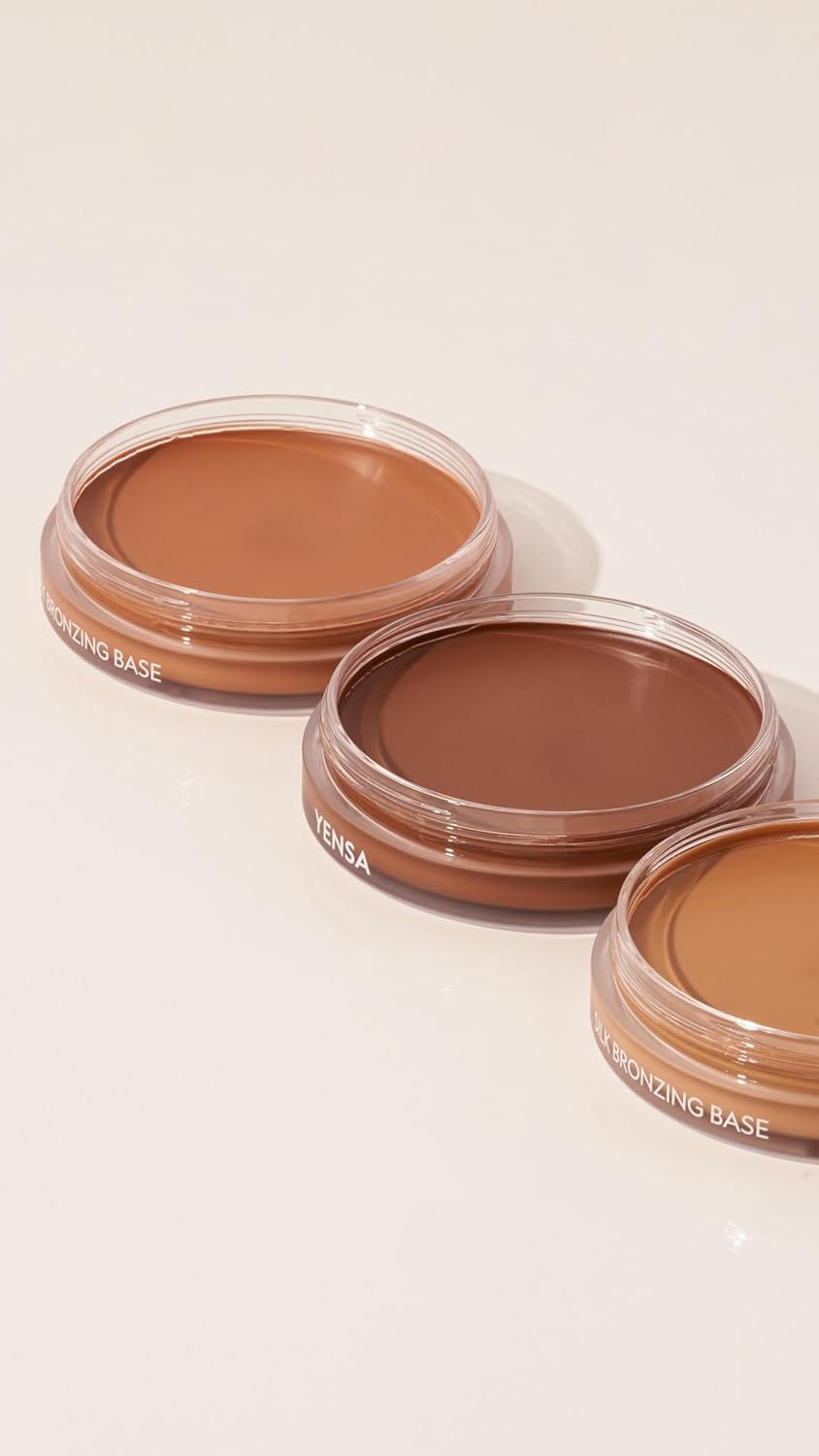 YENSA Silk Bronzing Base Cream Bronzer - Makeup Bronzer Cream with Peptides and Superfoods for a Lightweight Sunkissed Glow - Brightens & Helps Reduce Appearance of Fine Lines - Sundown Glow (1 oz)