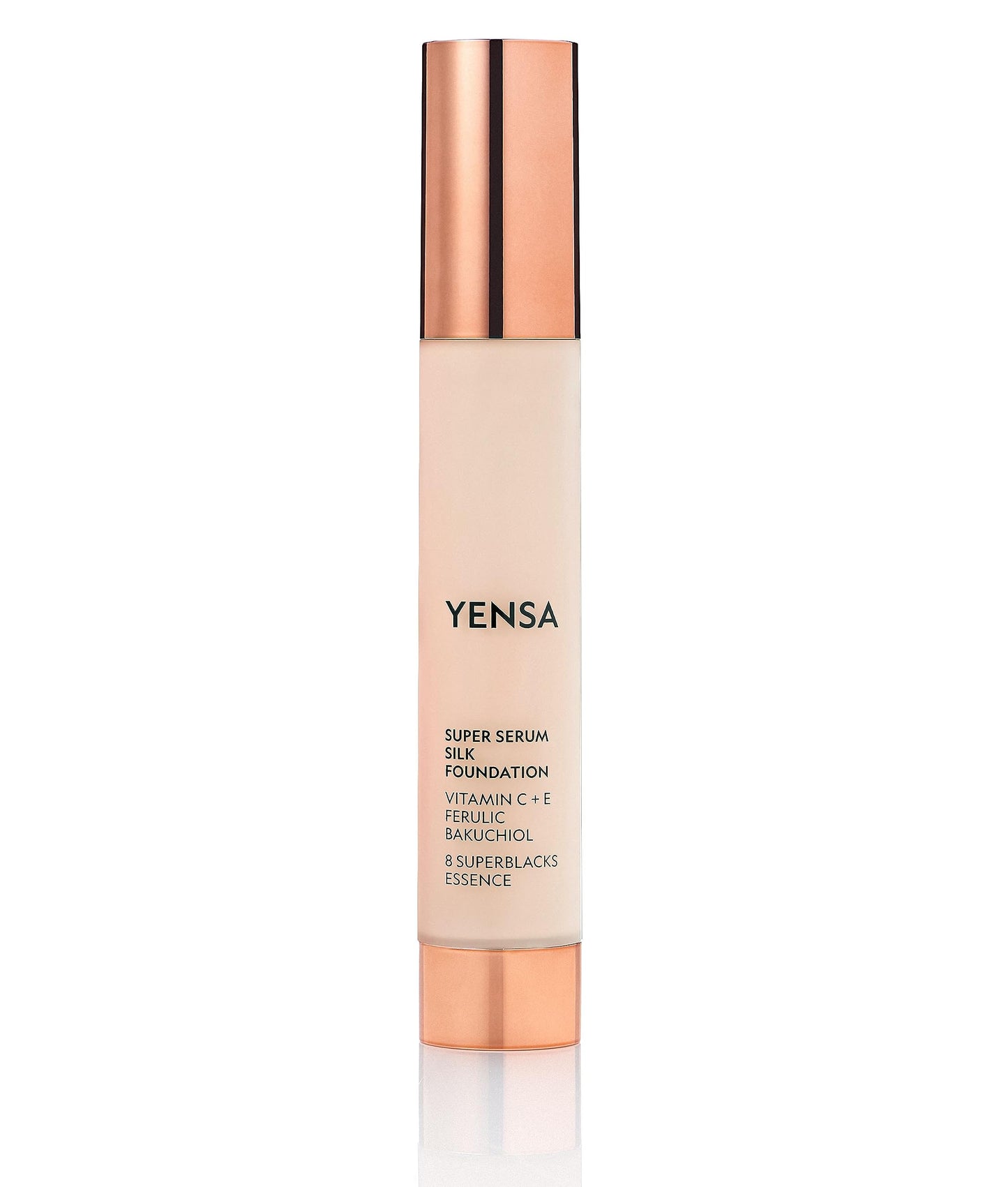 YENSA Serum Foundation Makeup - Super Silk Full Coverage Foundation Enriched with Peptides, Vitamin C & Ferulic Acid to Help Reduce Fine Lines, Wrinkles & Dark Circles - Deep 3 (1 oz)