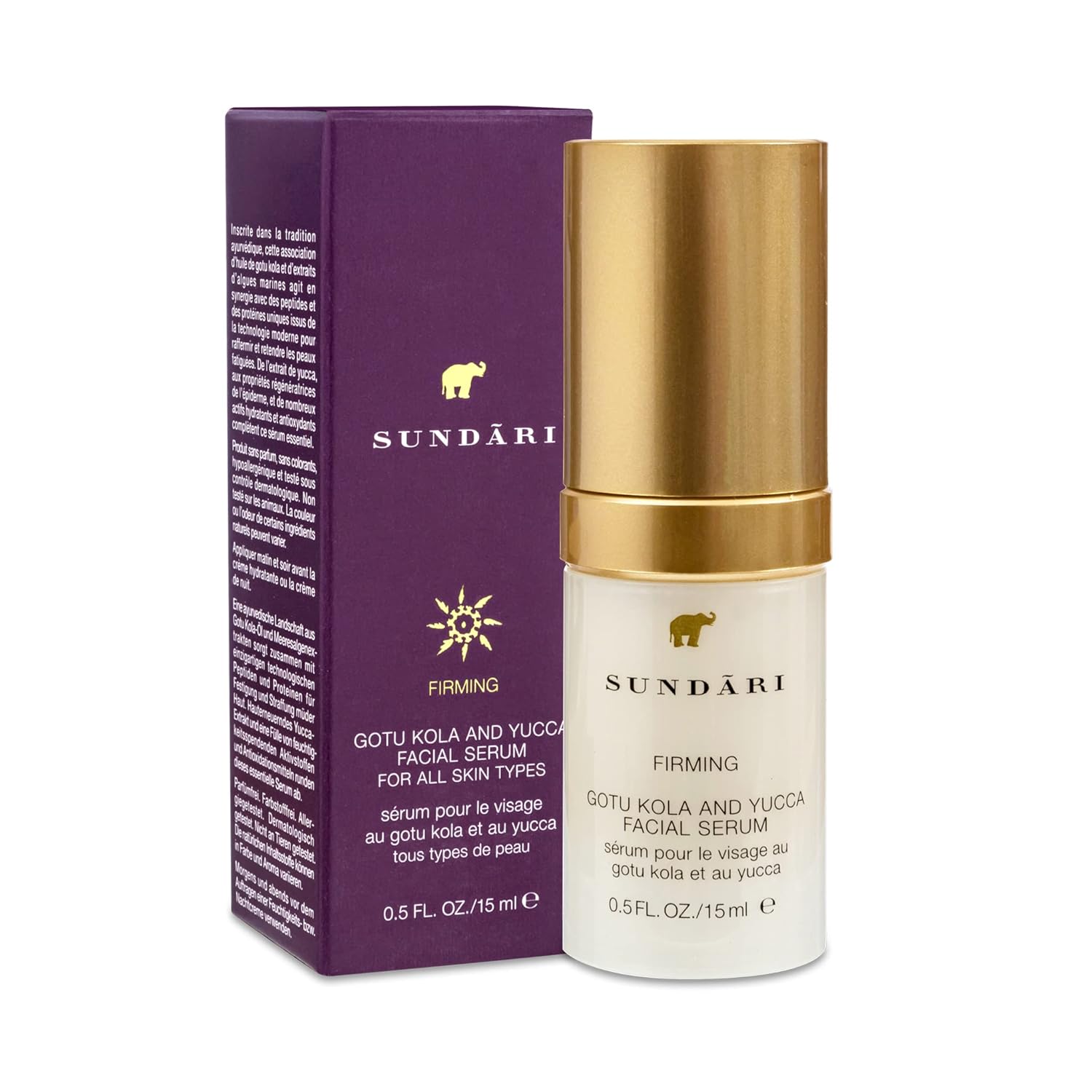 SUNDARI Gotu Kola & Yucca Facial Serum, 0.5 Fl Oz, Intense Firming & Hydrating Formula, Lifts Tired Skin, Boosts Firmness & Improves Hydration