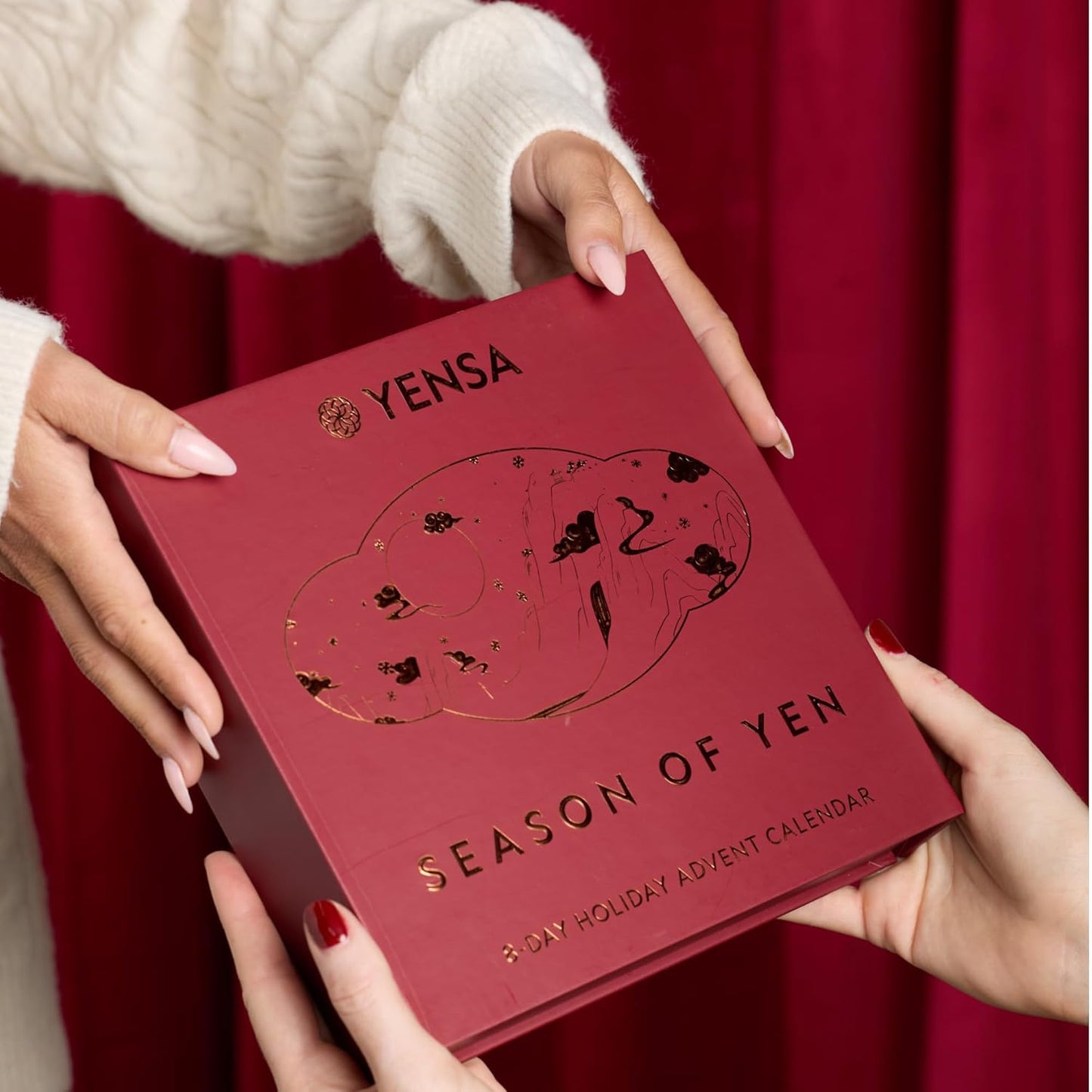 YENSA Season of Yen Beauty Advent Calendar - 8-Day Lunar New Year Makeup and Skin Care Gift Set - Travel Size Skincare, Lipstick, Liip Oil, Blush, Make Up Brush & Brush Cleaner Kit (8 Count)