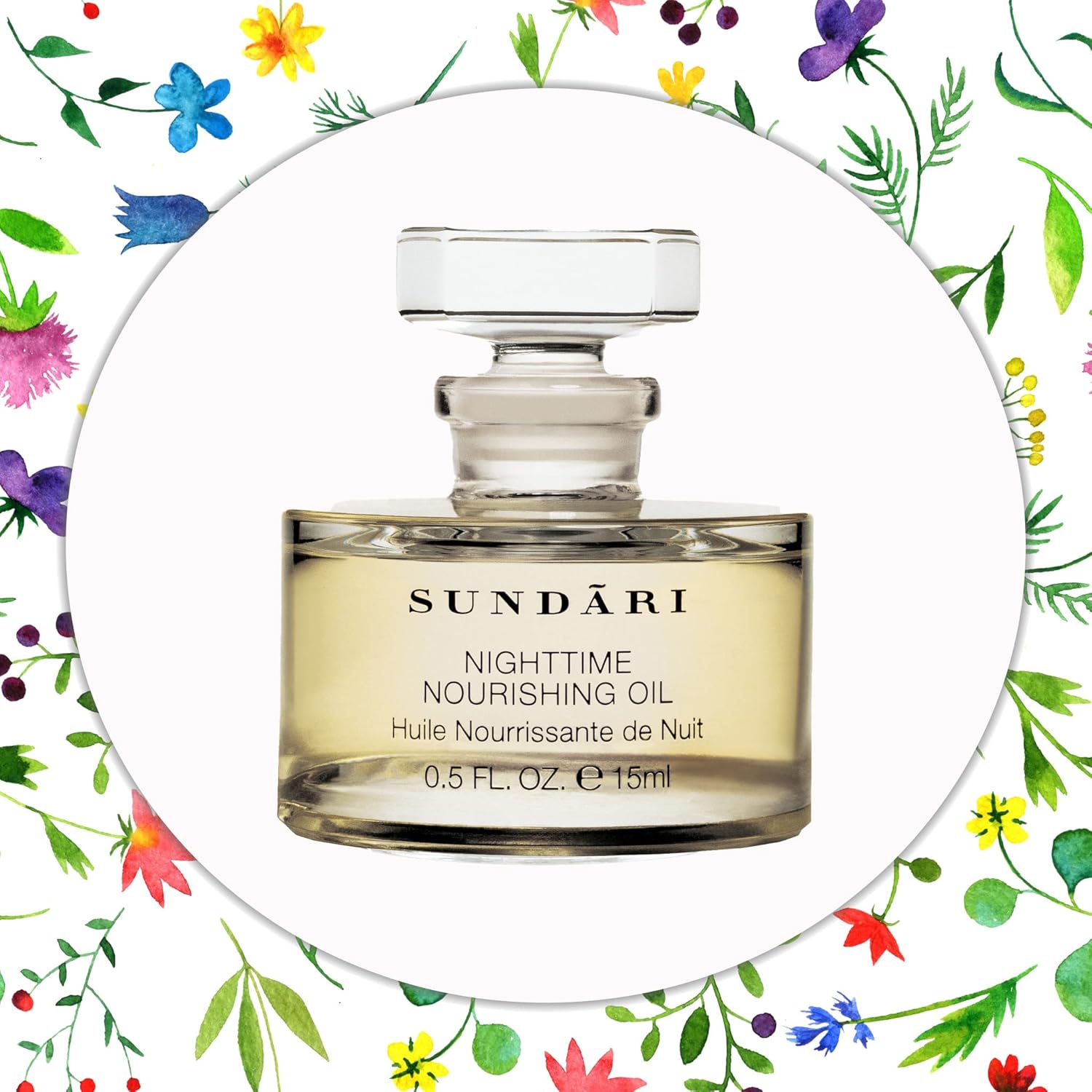 SUNDARI Nighttime Nourishing Oil, 0.5 Fl Oz, Ayurvedic Face Oil, Deep Hydration, Reduces Fine Lines, Revitalizes Skin for a Youthful Glow